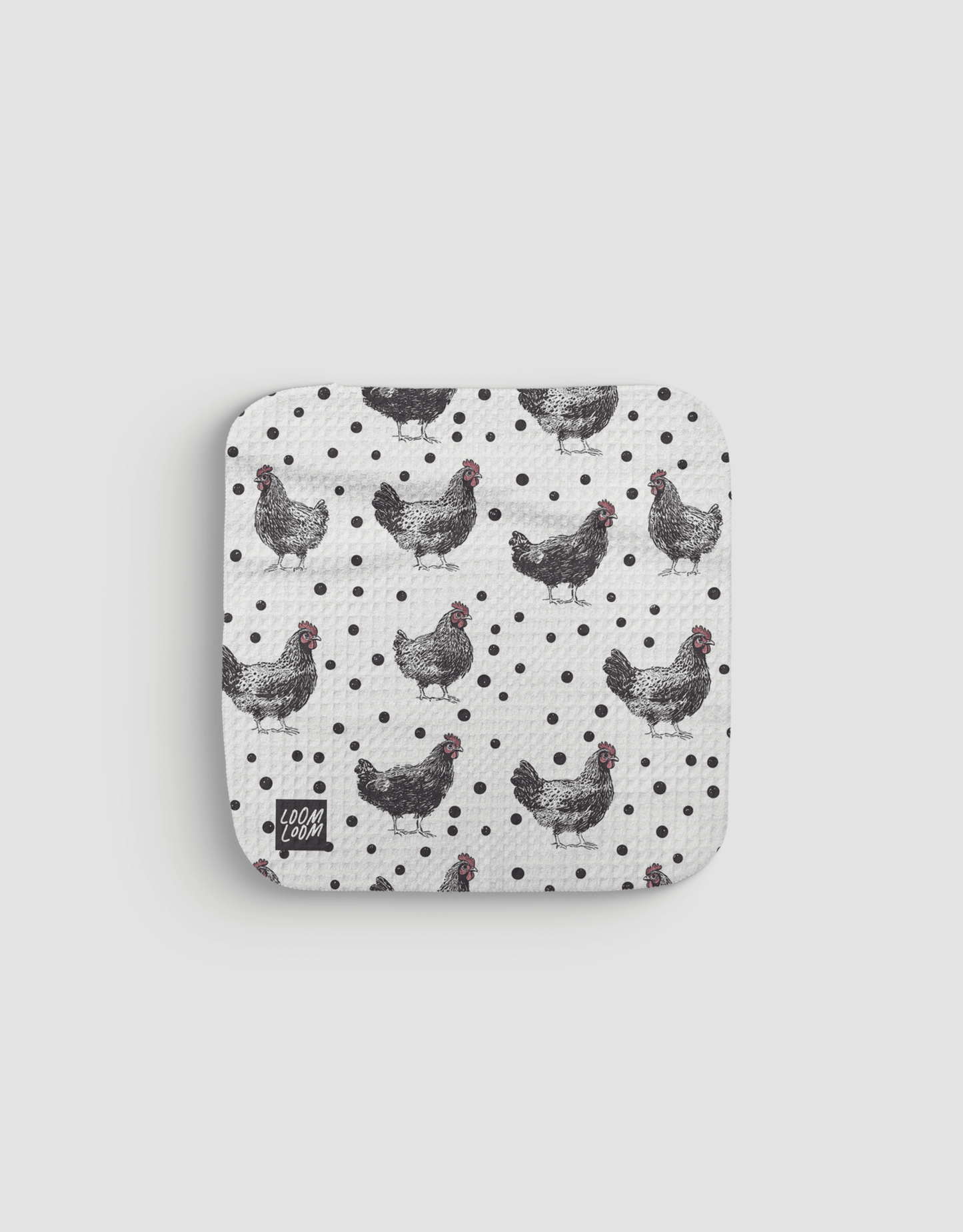 Black & White Chickens Dishcloth - Loom Loom