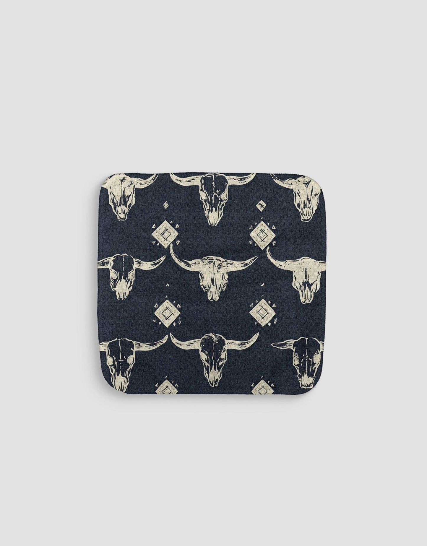 Bull Skulls Navy Dishcloth - Loom Loom