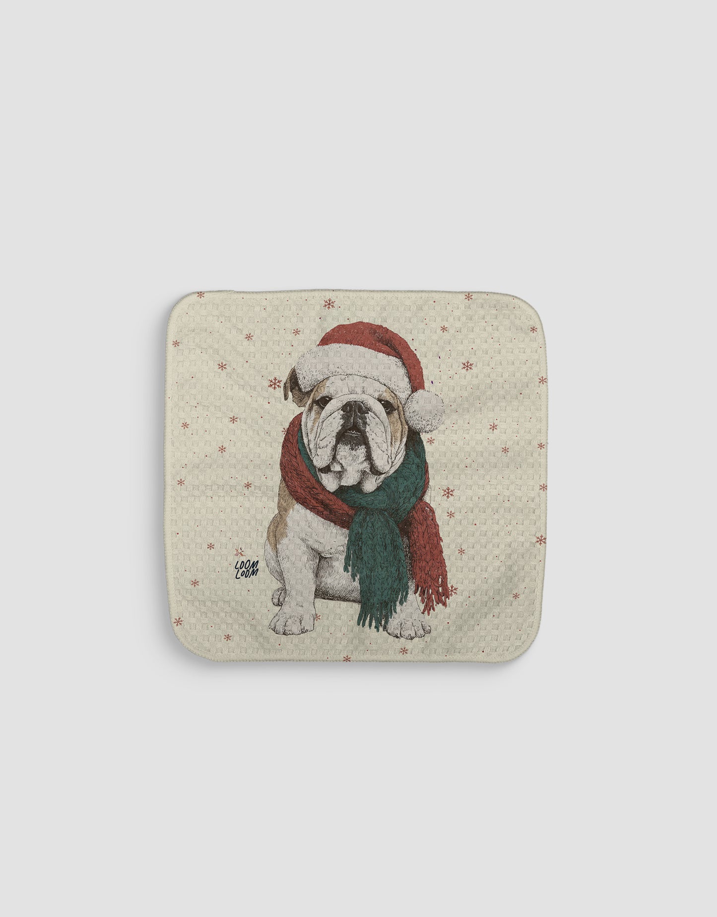 Christmas Bulldog Dishcloth