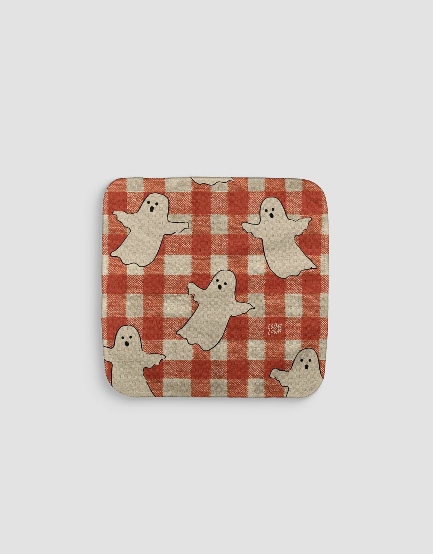 Ghost Gingham Orange Dishcloth