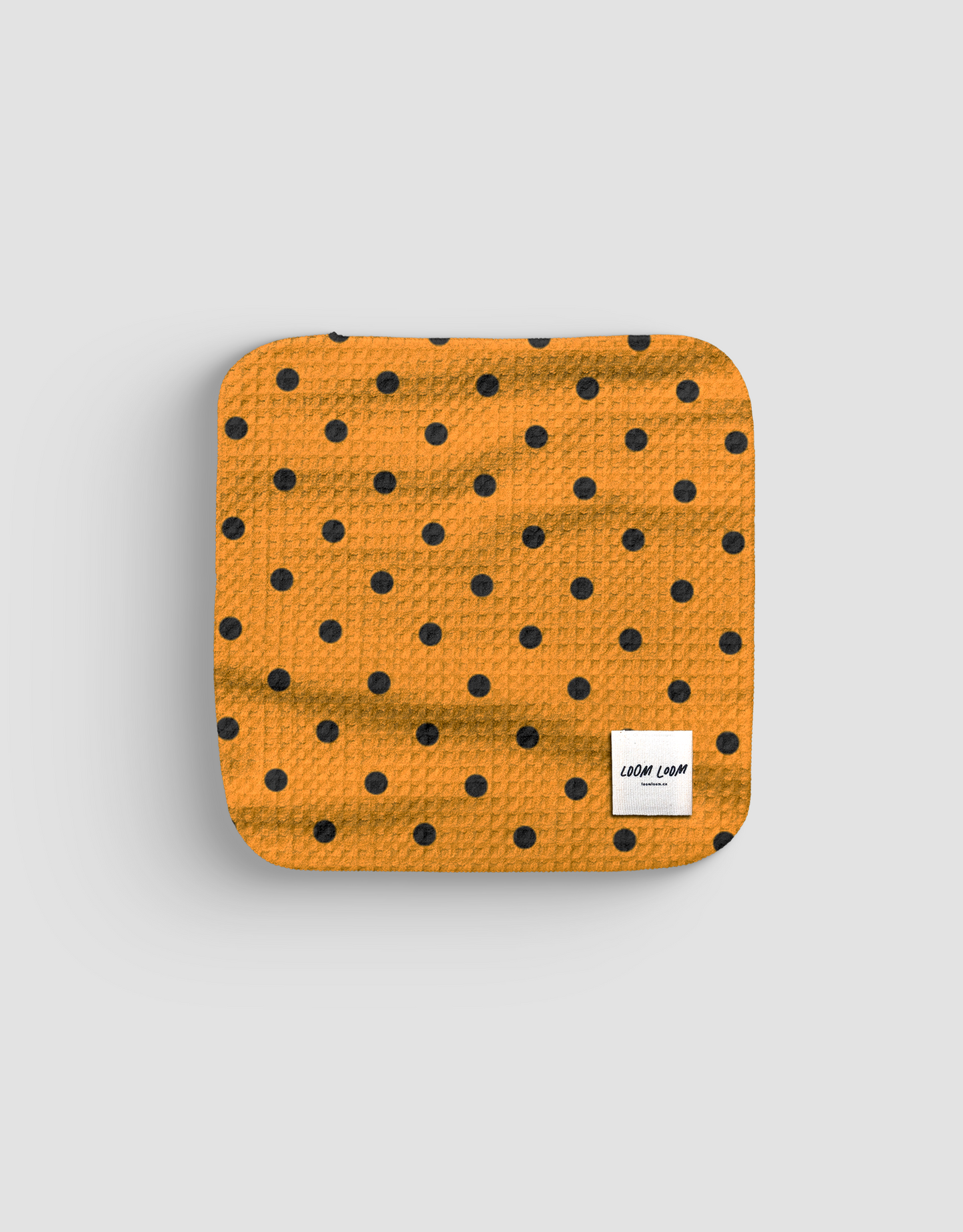 Loom Loom Kitchen Dishcloth Towel - Orange Black Polka Dot Halloween Pattern Print Eco Microfiber Waffle Woven Dish Towel