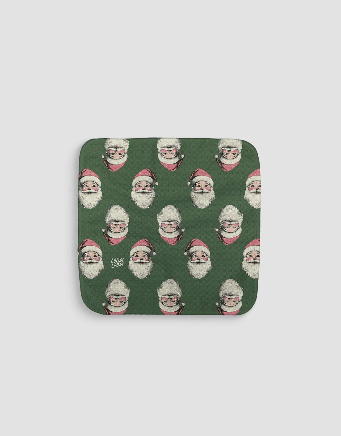 Vintage Santa Green Dishcloth