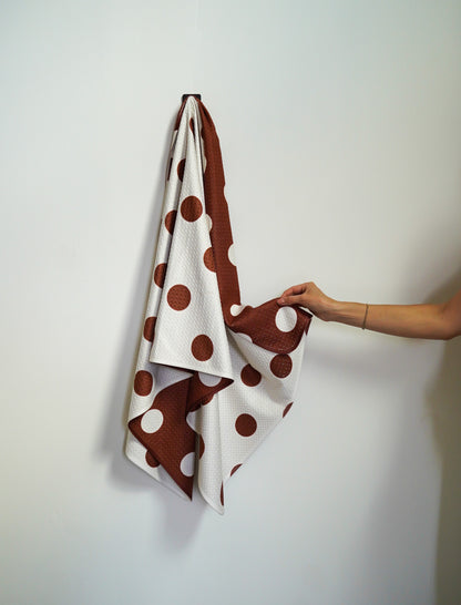 Brown Polka Dot Reversible Bath Towel