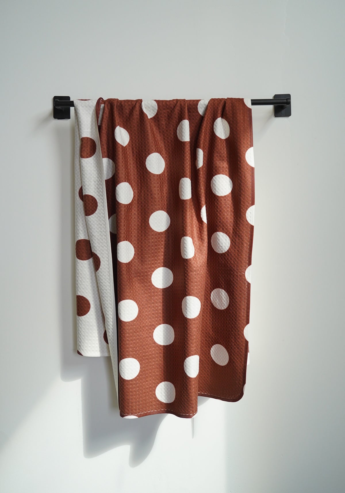 Brown Polka Dot Reversible Bath Towel