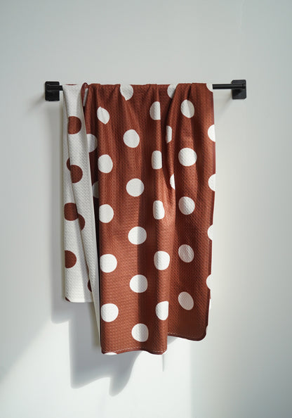 Brown Polka Dot Reversible Bath Towel