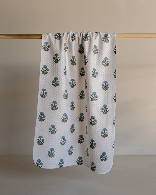 Kennedy's Block Print Floral Blue by MotherhoodMustHaves
