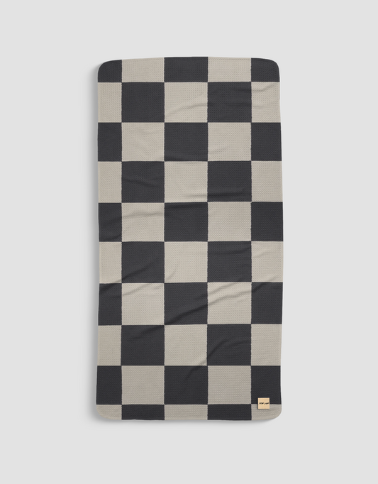 Black White Checkerboard Bath Towel