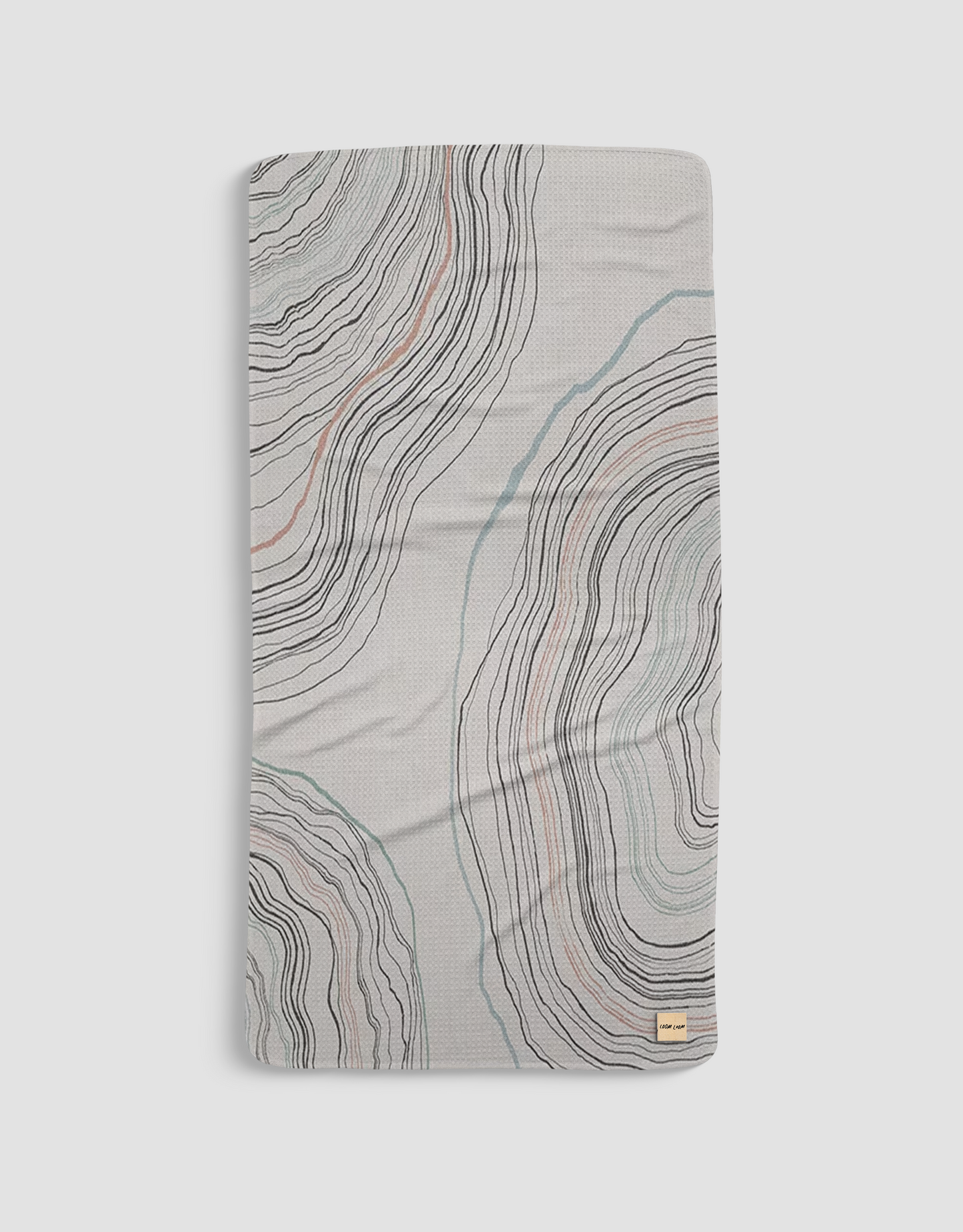 Loom Loom Bath Beach Towel - White Black Tree Rings Pattern Print Eco Microfiber Waffle Woven Towels