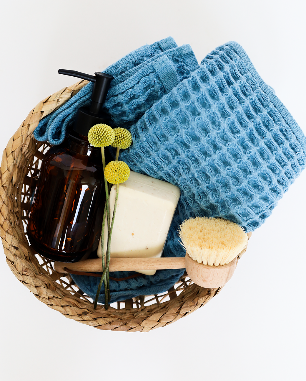 Denim Waffle Bath Towel Set