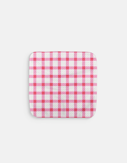 Raspberry Plaid Dishcloth