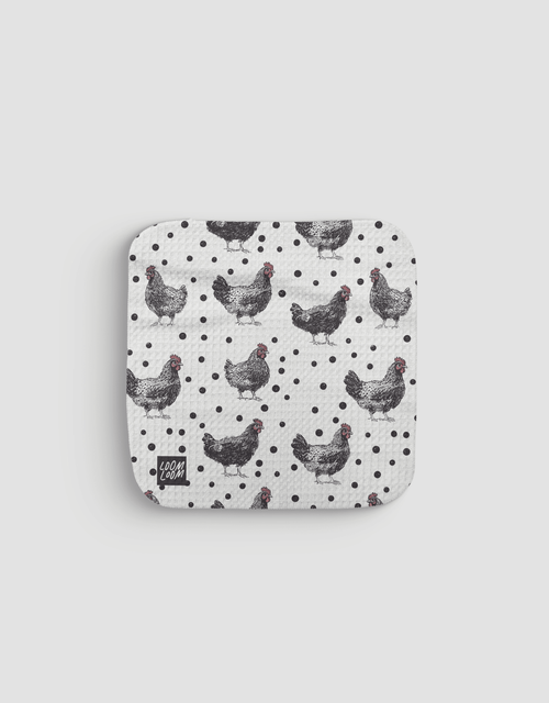 Black & White Chickens Dishcloth