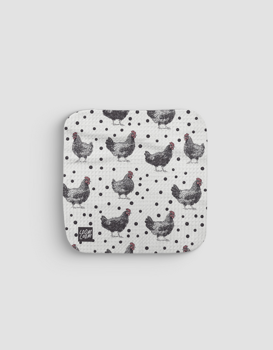 Black & White Chickens Dishcloth