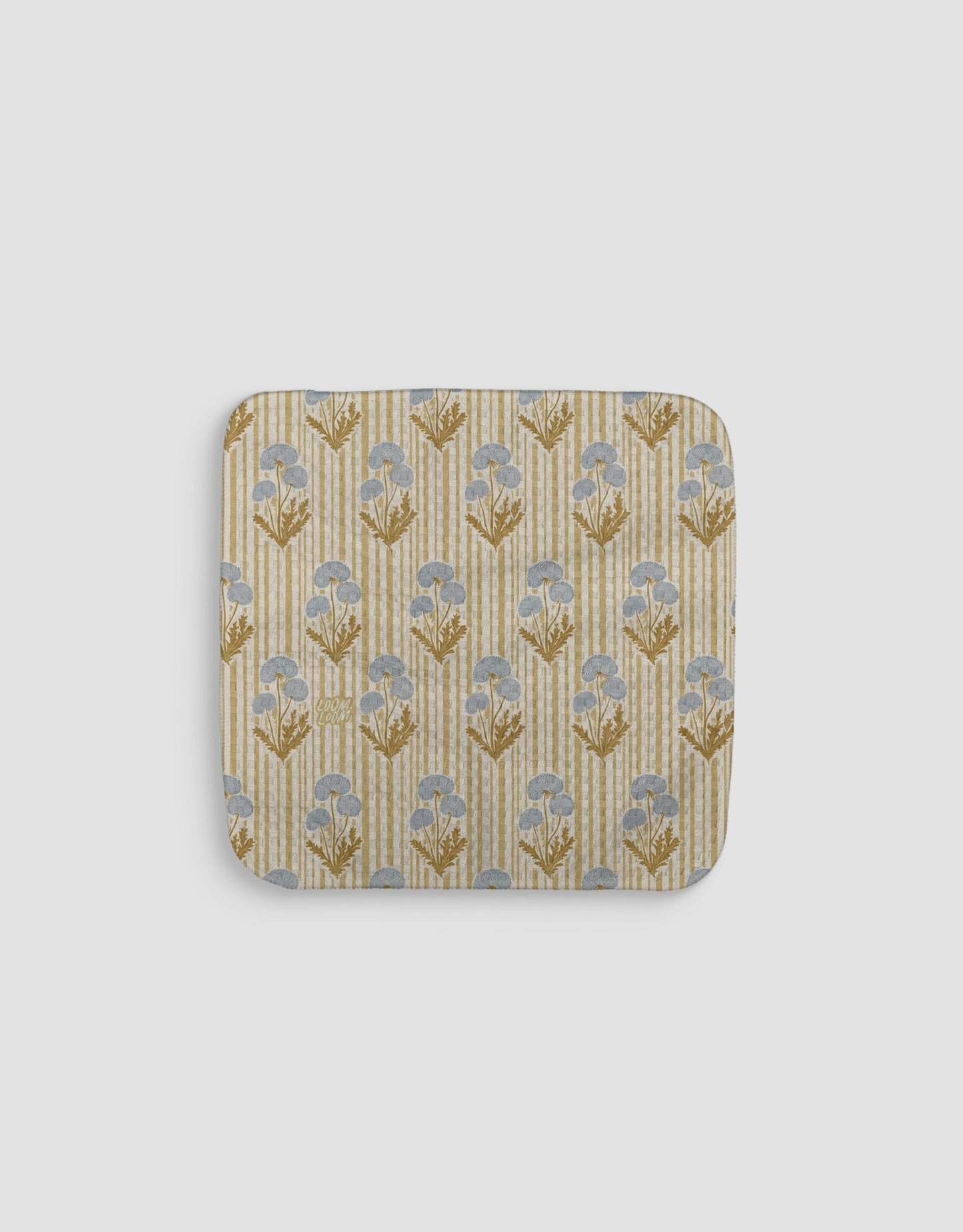 Blue Flowers On Stripes Dishcloth - Loom Loom