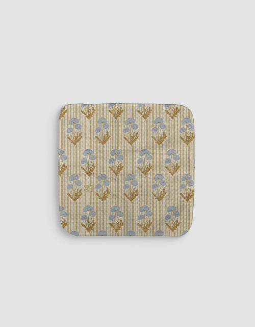 Blue Flowers On Stripes Dishcloth