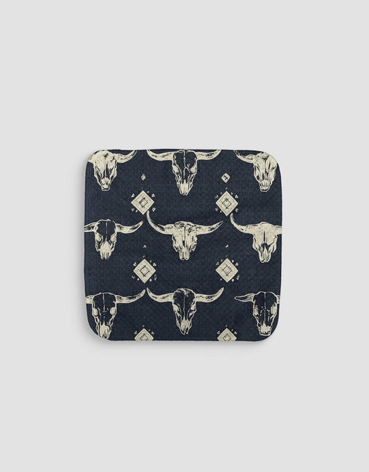 Bull Skulls Navy Dishcloth - Loom Loom