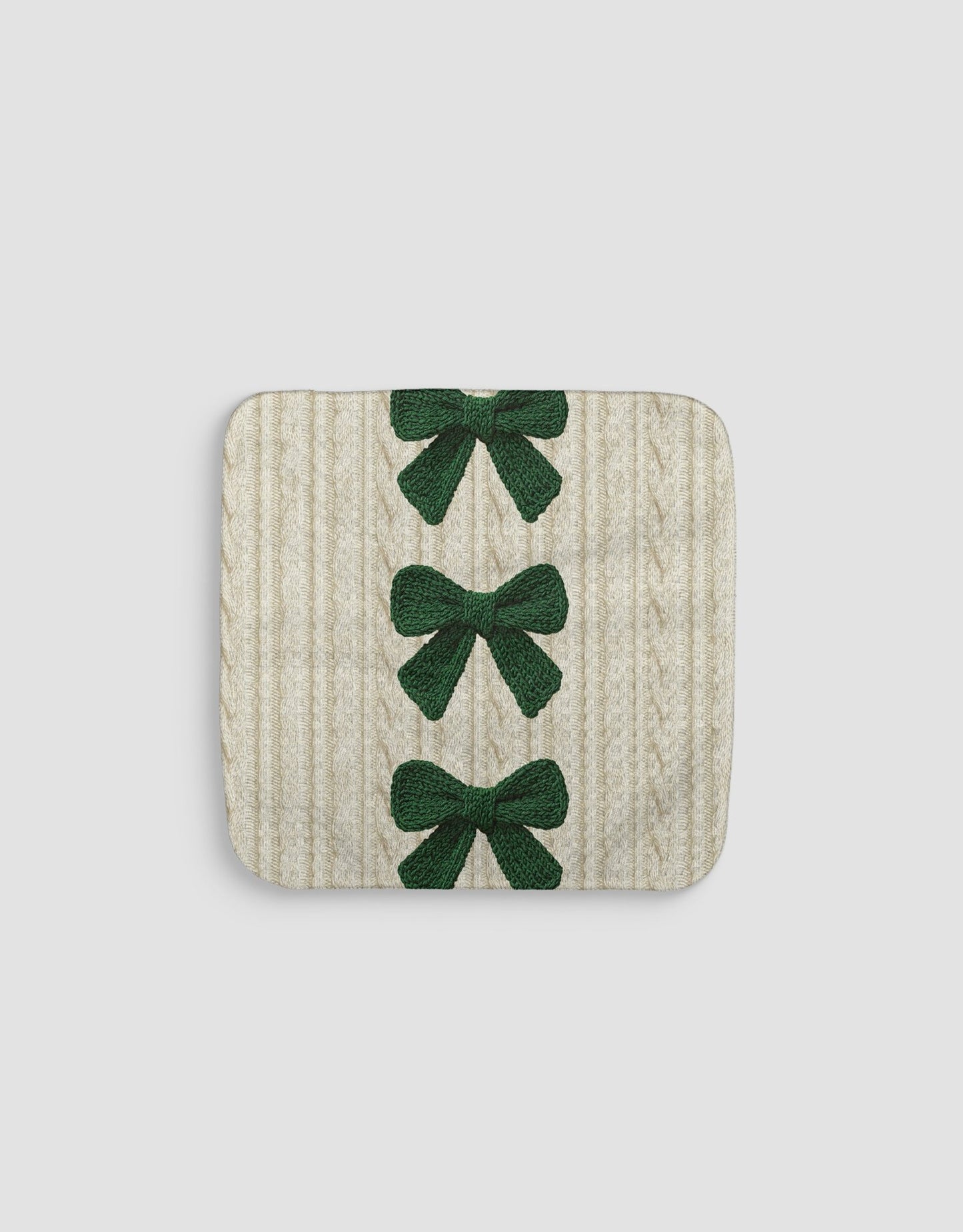 Cable Knit Bows Green Dishcloth - Loom Loom