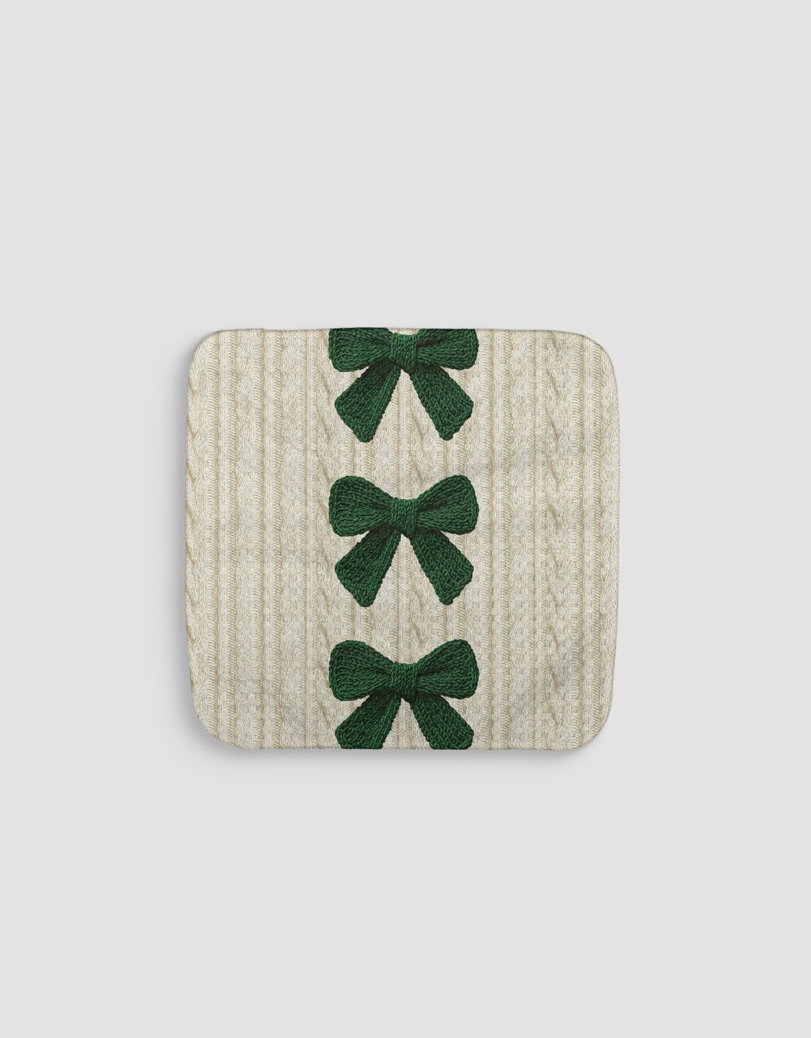 Cable Knit Bows Green Dishcloth - Loom Loom