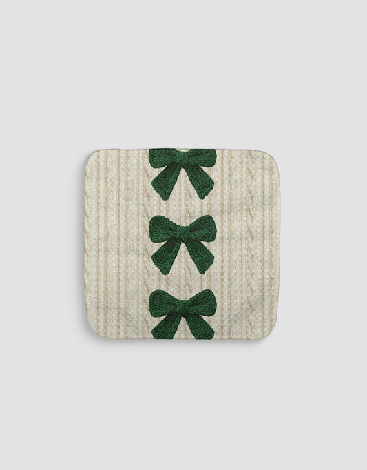 Cable Knit Bows Green Dishcloth - Loom Loom
