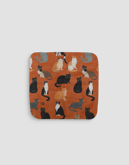 Cats On Red Dishcloth