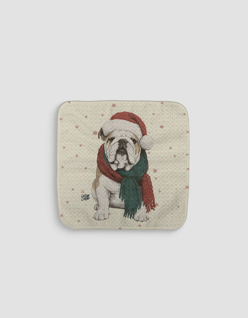 Christmas Bulldog Dishcloth