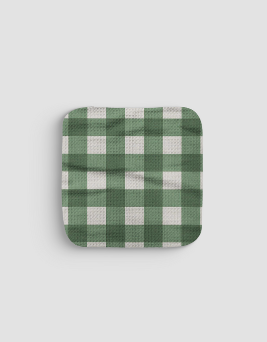 Deep Green Gingham Dishcloth