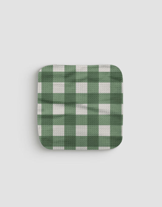 Deep Green Gingham Dishcloth - Loom Loom