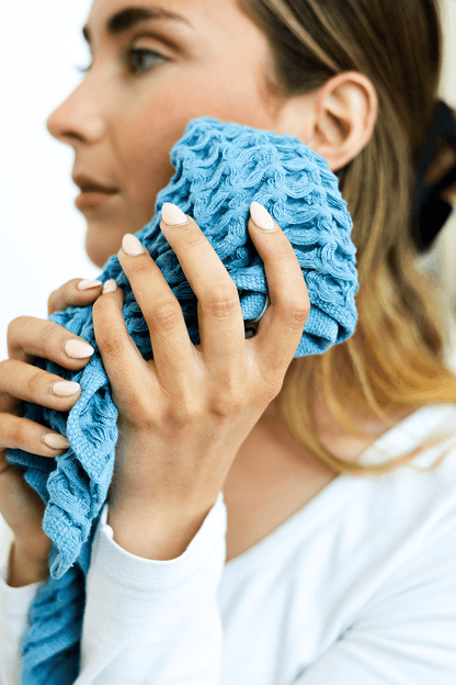 Denim Waffle Face Towel - Loom Loom