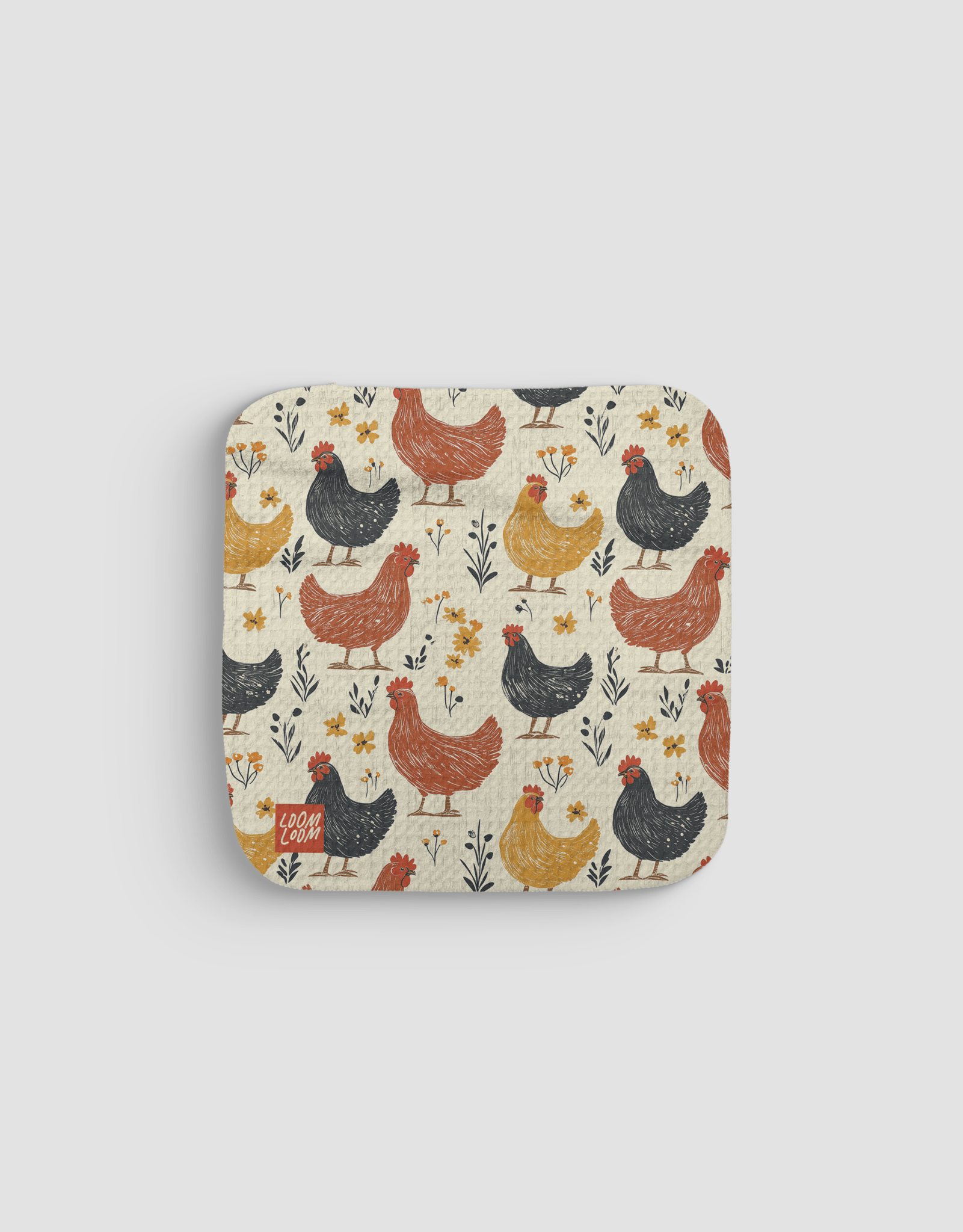 Earthy Chickens Dishcloth - Loom Loom