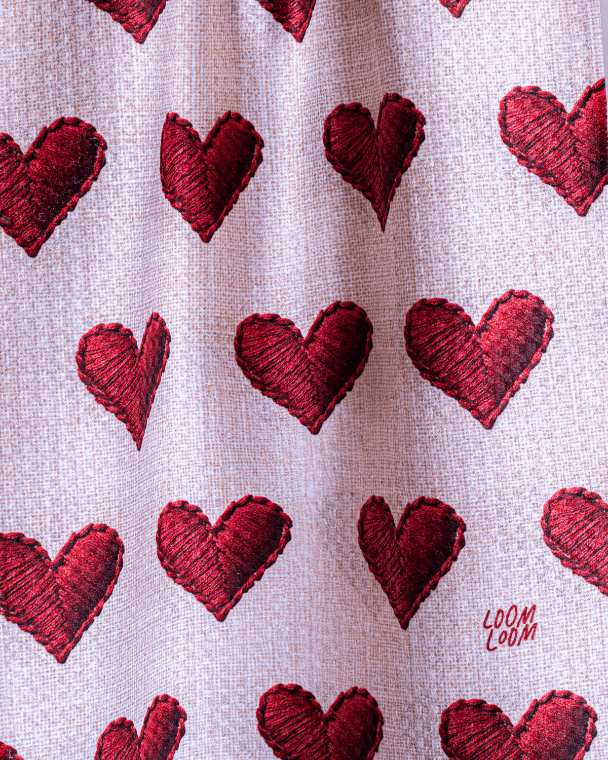 Embroidered Heart Rows - Loom Loom