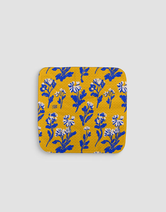 Floral On Gold Dishcloth - Loom Loom