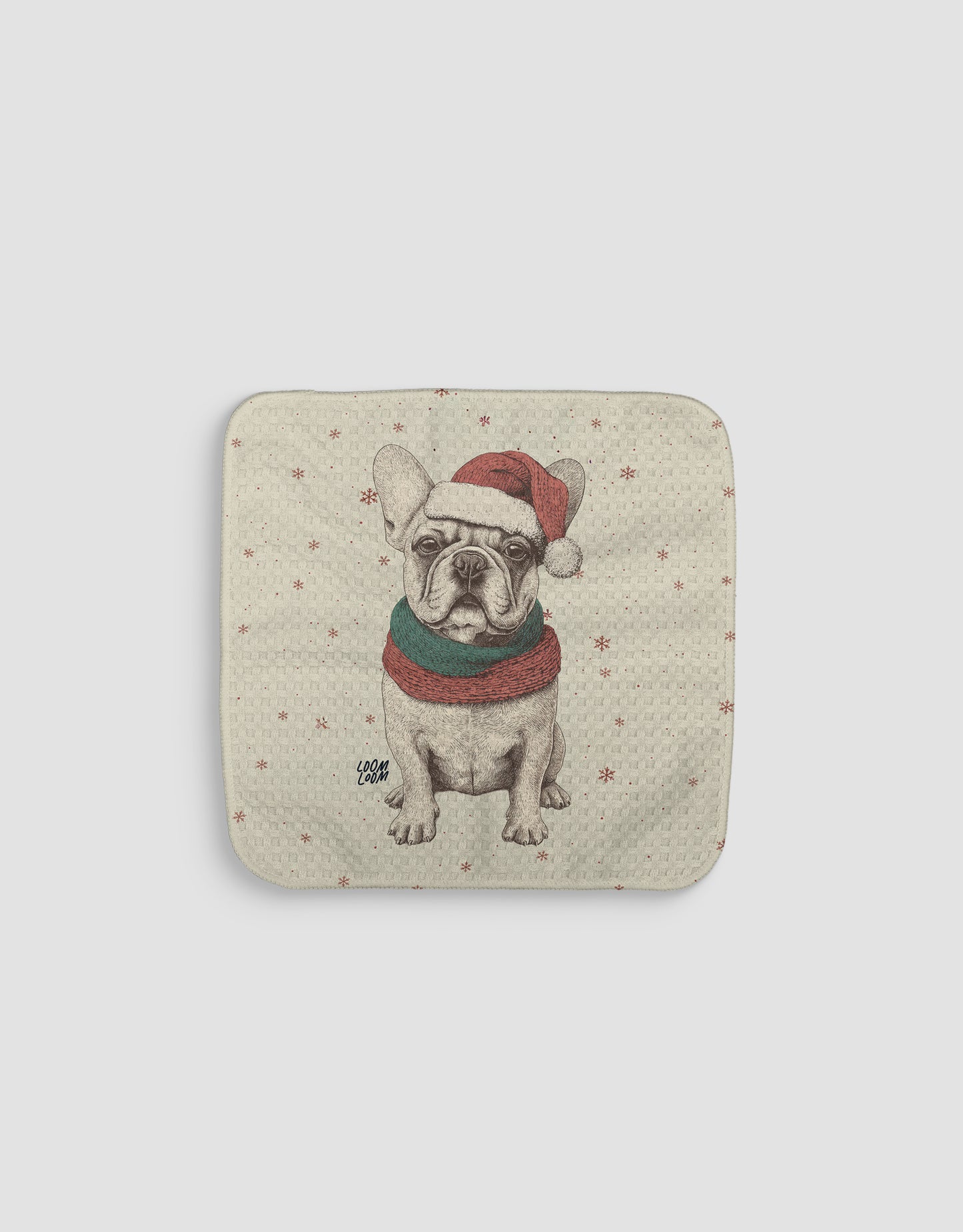 Christmas French Bulldog Dishcloth
