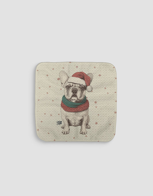 Christmas French Bulldog Dishcloth