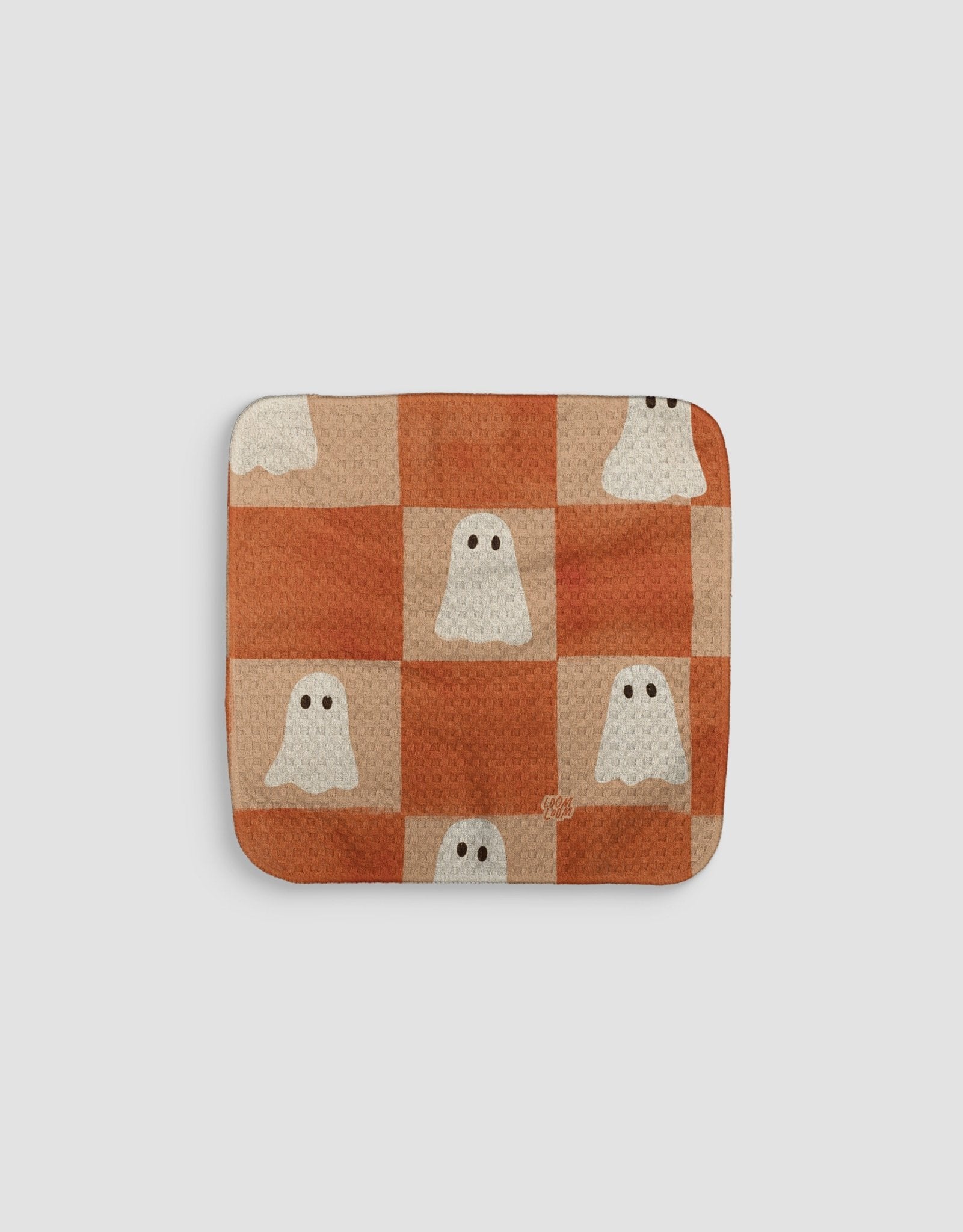 Ghost Checkers Orange Dishcloth - Loom Loom