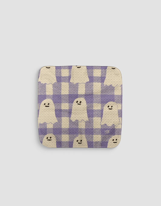 Ghost Gingham Purple Dishcloth