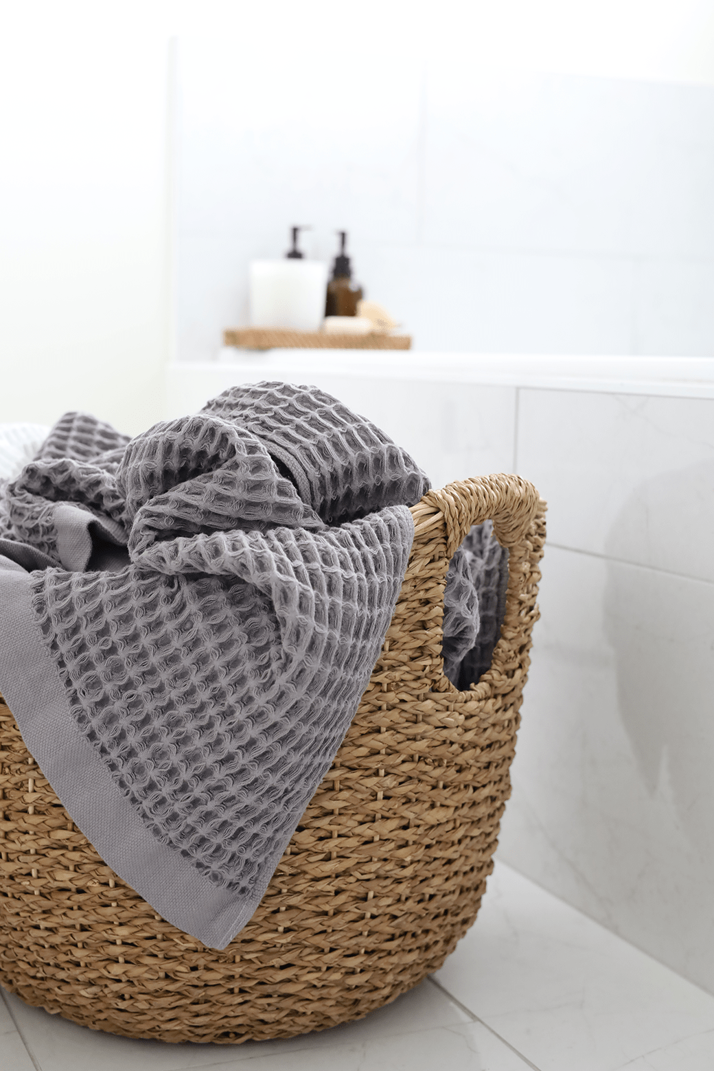 Grey Waffle Bath Sheet - Loom Loom