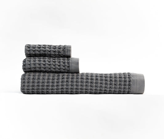 Grey Waffle Bath Towel Set