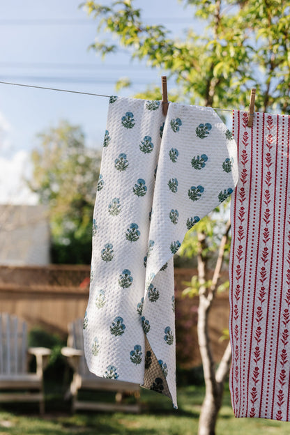 Kennedy's Block Print Floral Blue by MotherhoodMustHaves - Loom Loom