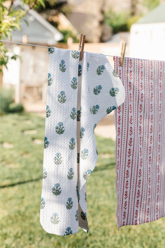 Kennedy's Block Print Floral Blue by MotherhoodMustHaves - Loom Loom