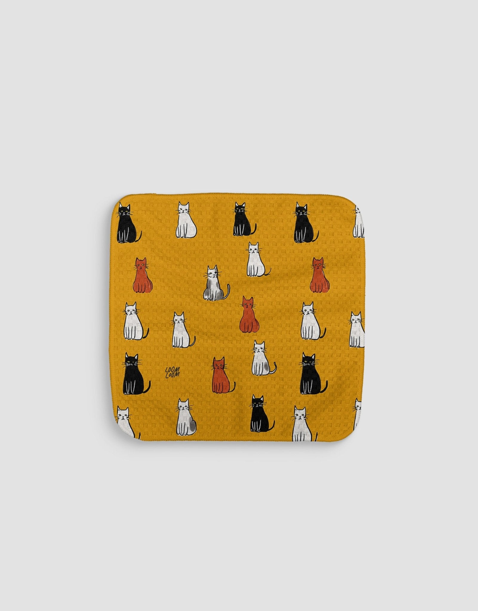 Kitties On Orange Dishcloth - Loom Loom