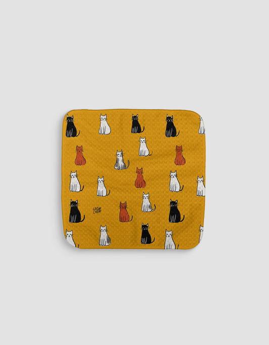 Kitties On Orange Dishcloth