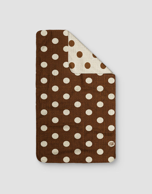 Linen Brown Polka Dots