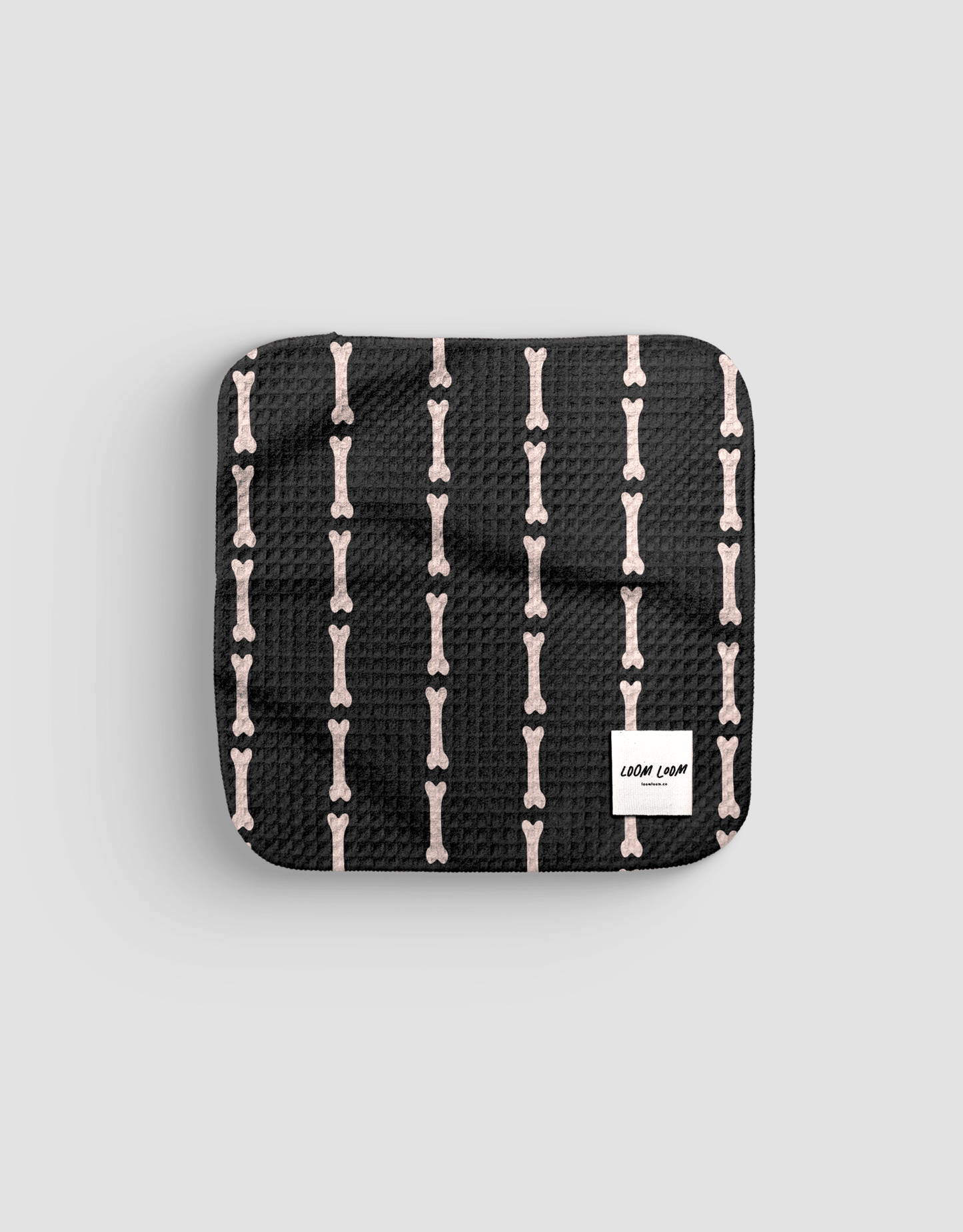 Loom Loom Kitchen Dishcloth Towel - Black Pink Bones Stripes Halloween Pattern Print Eco Microfiber Waffle Woven Dish Towel - Loom Loom
