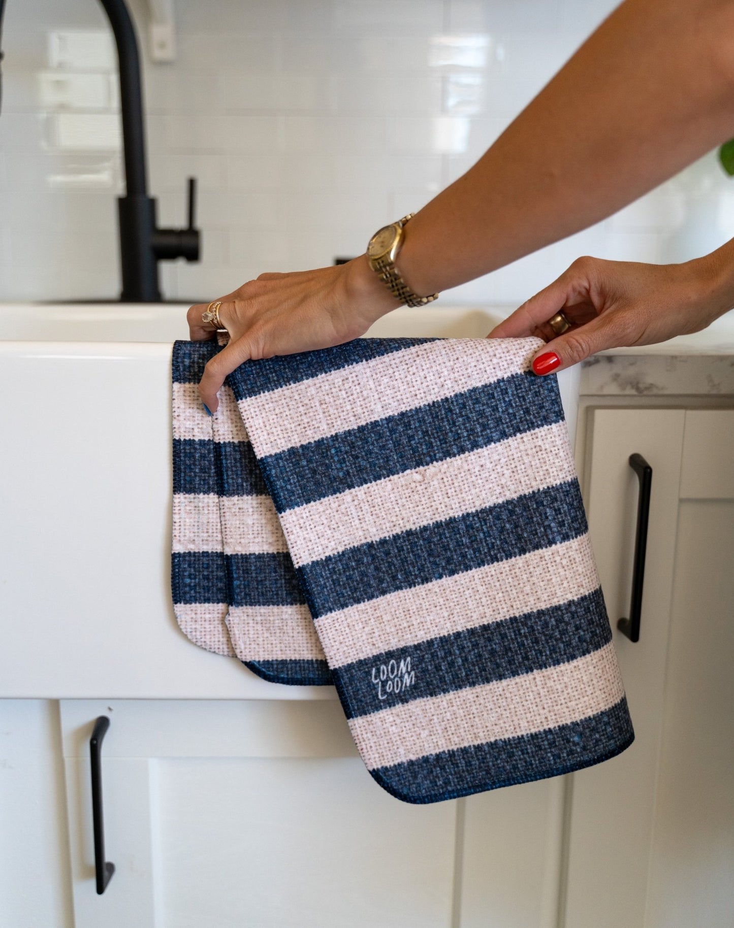 Navy Horizontal Stripes - Loom Loom