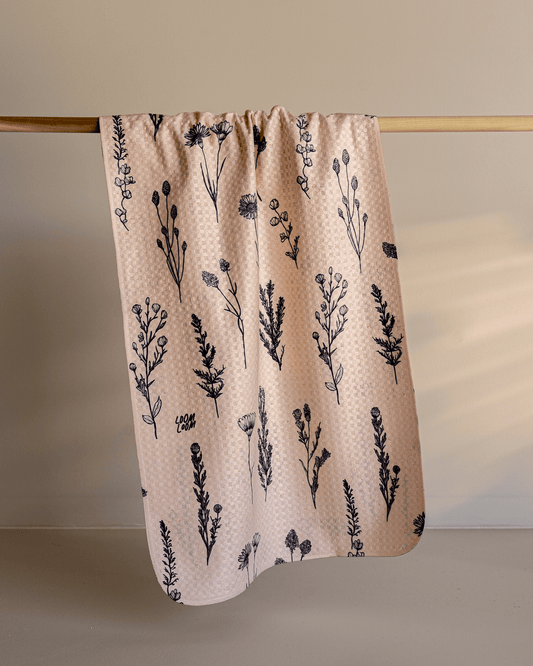 Navy On Tan Flowers - Loom Loom