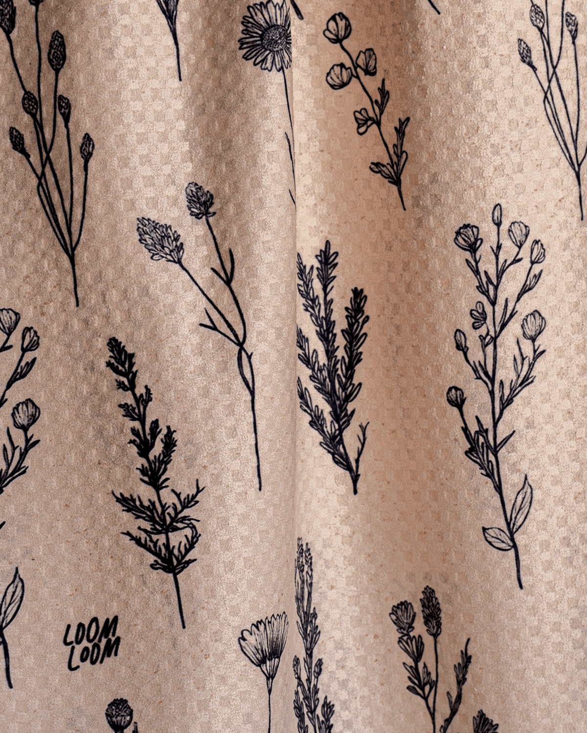 Navy On Tan Flowers - Loom Loom