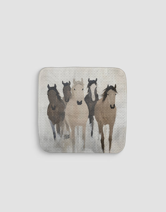Oil Painted Horses Dishcloth