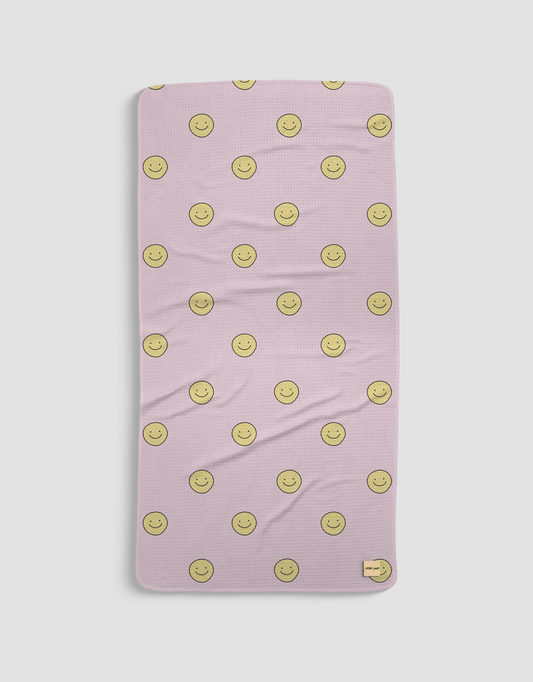 Pink Smileys Bath Towel - Loom Loom
