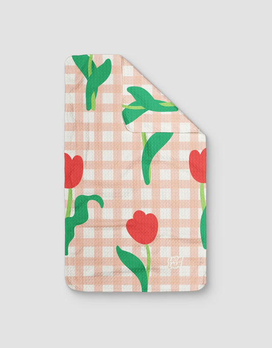 Red Flowers + Gingham - Loom Loom