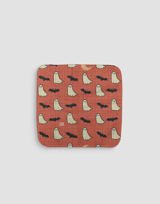 Red Ghosts + Bats Dishcloth
