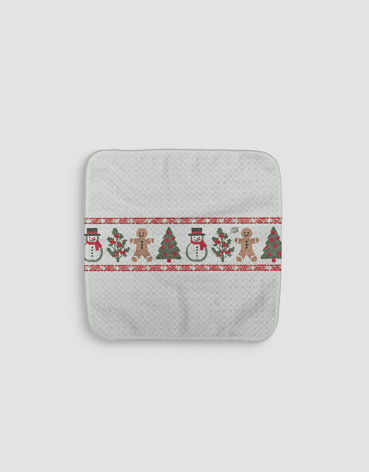 Snow & Gingerbread Men Dishcloth - Loom Loom